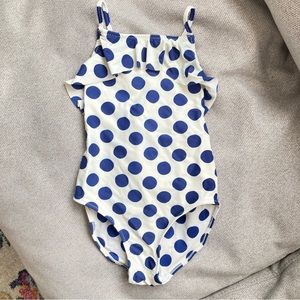Zara Girl Polkadot Blue One Piece Swimsuit Small Size 6/7
